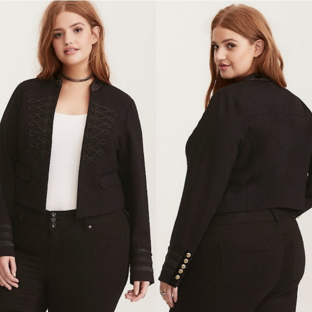 NWOT Torrid Black Embellished Stretch Military Jacket size *1X*